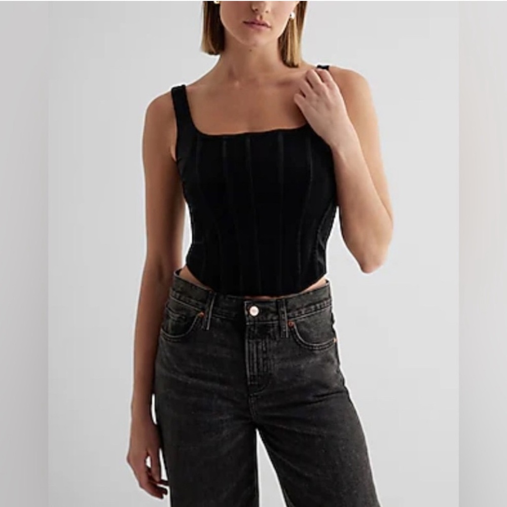 Express Body Contour Velvet Corset Cropped Tank